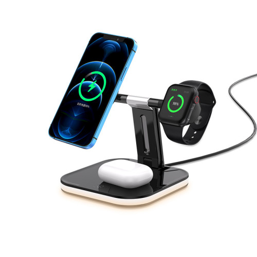 新款磁吸三合一無線充電器多功能無線充底座 可折曡磁吸25W無線充