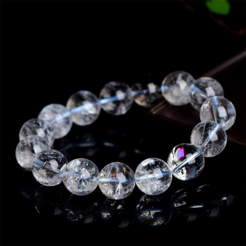 久雅水晶 天然阿賽斯特萊七彩白水晶 阿塞圓珠手鏈彩虹水晶手串