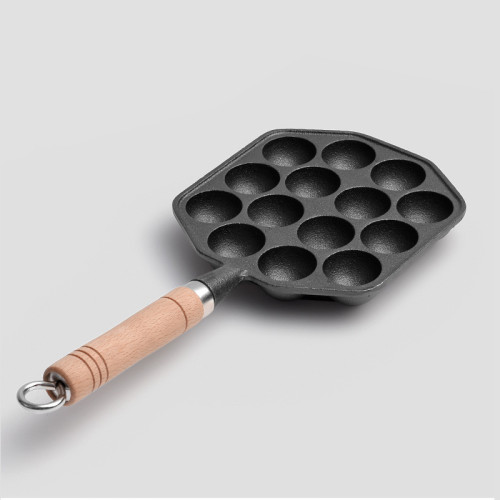 鑄鉄章魚小丸子機家用無塗層不粘煎蛋鍋燒鵪鶉蛋模具蝦扯章魚燒鍋