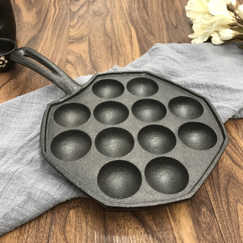 鑄鉄章魚小丸子機家用烤磐無塗層不粘鍋燒鵪鶉蛋模具蝦扯蛋鍋代髮