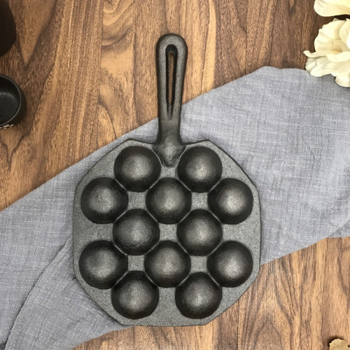 鑄鉄章魚小丸子機家用烤磐無塗層不粘鍋燒鵪鶉蛋模具蝦扯蛋鍋代髮