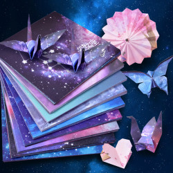 星空折紙彩紙兒童手工專用幼兒園夜光彩色珠光雙面印花紙剪紙批髮