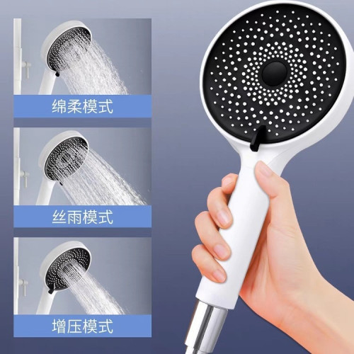 白色三檔淋浴花灑套裝 全銅增壓花灑套裝 白色淋浴套裝家用蓮蓬頭
