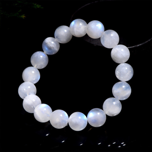 久雅水晶 天然藍月光圓珠手鏈 白色藍光月光石手串 廠家直銷