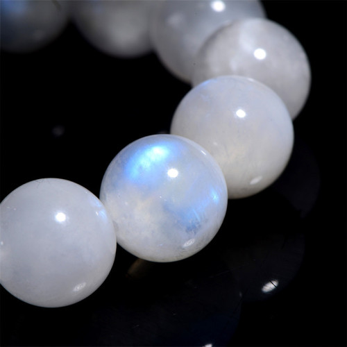 久雅水晶 天然藍月光圓珠手鏈 白色藍光月光石手串 廠家直銷