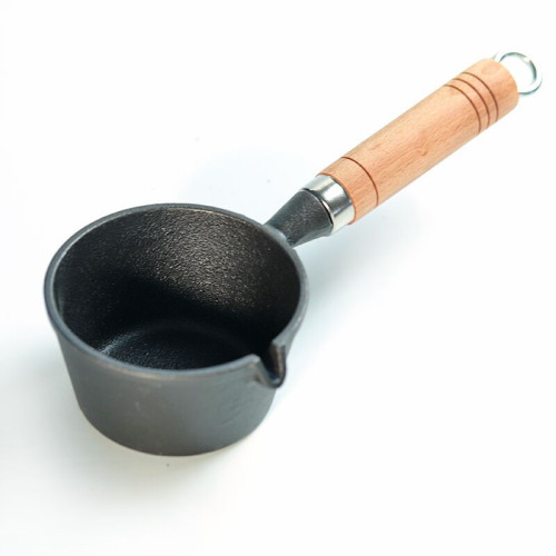 網紅熱油小鍋木柄潑油神器鑄鉄迷你小鉄鍋家用煎蛋鍋抖音一件代髮