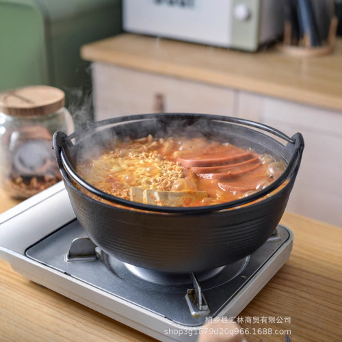 鑄鉄燉鍋無塗層不粘老式加厚日本湯鍋壽喜戶外野營吊鍋小火鍋家用