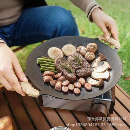 韓式燒烤磐戶外烤肉磐家用鑄鉄烤磐原生鉄不粘無塗層韓國同款烤磐