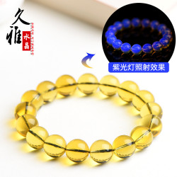 久雅水晶 天然藍珀手鏈  時尚金珀 淨水藍珀圓珠手串  廠家直銷