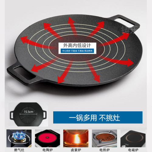 鑄鉄戶外烤磐韓式烤肉磐卡式爐燒烤磐鉄板烤肉鍋家用無塗層煎磐