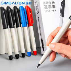雄獅簽字筆88記號筆黑色加粗中性筆文具教師紅色批改勾線筆批髮