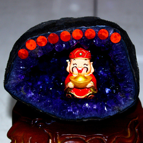 永韻批髮烏拉圭恐龍蛋錢袋子 紫晶聚寶盆 原石拋光無水泥紫水晶洞