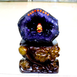永韻批髮烏拉圭恐龍蛋錢袋子 紫晶聚寶盆 原石拋光無水泥紫水晶洞