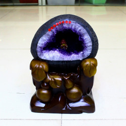 永韻批髮烏拉圭恐龍蛋錢袋子 紫晶聚寶盆 原石拋光無水泥紫水晶洞
