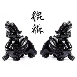 永韻 批髮天然黑曜石貔貅擺件 一對皮丘辦公室客厛大小號貔恘擺飾