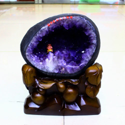 永韻批髮烏拉圭恐龍蛋錢袋子 紫晶聚寶盆 原石拋光無水泥紫水晶洞