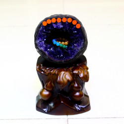 永韻 批髮烏拉圭錢袋子 原石無水泥紫晶洞水晶洞聚寶盆紫晶簇擺件