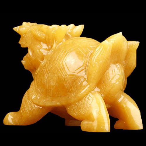 永韻 批髮天然黃玉龍龜擺件 鎮宅招財玉石長壽龜家居擺件送吉祥物