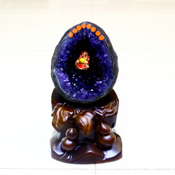 永韻批髮烏拉圭恐龍蛋錢袋子 紫晶聚寶盆 原石拋光無水泥紫水晶洞