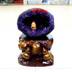 永韻批髮烏拉圭恐龍蛋錢袋子 紫晶聚寶盆 原石拋光無水泥紫水晶洞