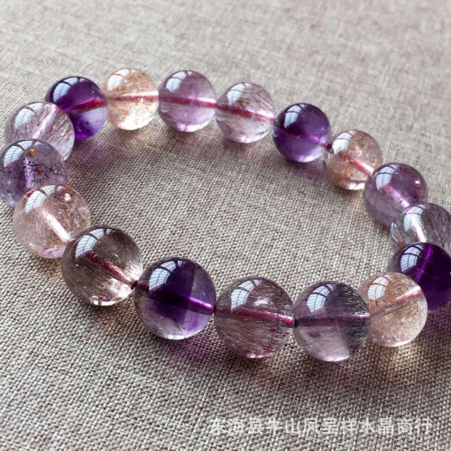 永韻珠寶    批髮巴西天然紫髮晶手鏈   紫水晶鈦晶手串 支持復檢