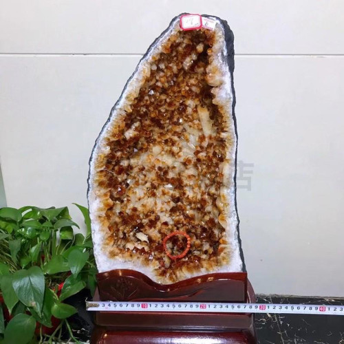 永韻 廠天然黃晶洞 洞形好 造型美觀 晶體飽滿 水潤透亮 顔色金黃