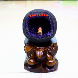 永韻批髮烏拉圭恐龍蛋錢袋子 紫晶聚寶盆 原石拋光無水泥紫水晶洞