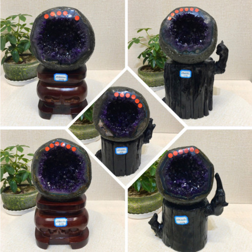 永韻批髮天然烏拉圭錢袋子恐龍蛋巴西紫水晶洞聚寶盆原鑛石水擺件