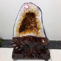 永韻天然巴西黃晶洞簇 黃水晶 原石黃色水晶擺件紫晶洞水晶球擺件