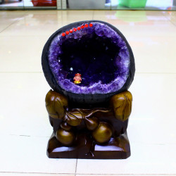 永韻批髮烏拉圭恐龍蛋錢袋子 紫晶聚寶盆 原石拋光無水泥紫水晶洞