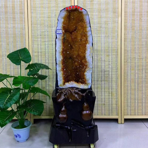晶櫻天然黃晶洞擺件造型大氣晶體飽滿顔色濃鬱 顆粒飽滿 顆顆透亮