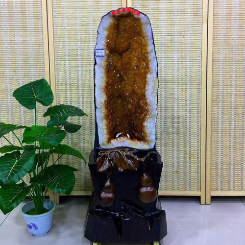 晶櫻天然黃晶洞擺件造型大氣晶體飽滿顔色濃鬱 顆粒飽滿 顆顆透亮