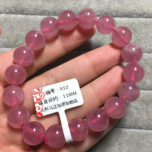 永韻 天然粉晶手串女款馬達加斯加粉水晶手鏈 老料果凍體馬粉手鏈