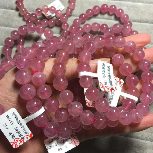 永韻 天然粉晶手串女款馬達加斯加粉水晶手鏈 老料果凍體馬粉手鏈