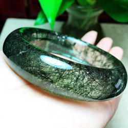 極品天然綠髮晶手鐲  順髮髮晶 晶體通透 做工精細