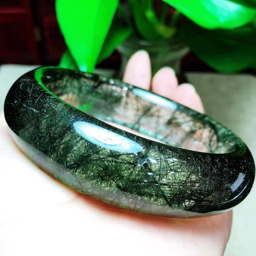 極品天然綠髮晶手鐲  順髮髮晶 晶體通透 做工精細