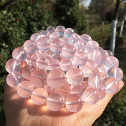永韻天然冰種星光粉晶手鏈顆顆六芒星光莫桑比克單圈粉水晶手鏈女