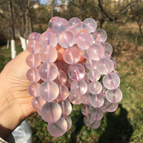 永韻天然冰種星光粉晶手鏈顆顆六芒星光莫桑比克單圈粉水晶手鏈女