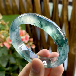 冰種飄花天然玉石緬甸老坑正圈女式鐲子貴妃正品A飄綠翡翠玉手鐲