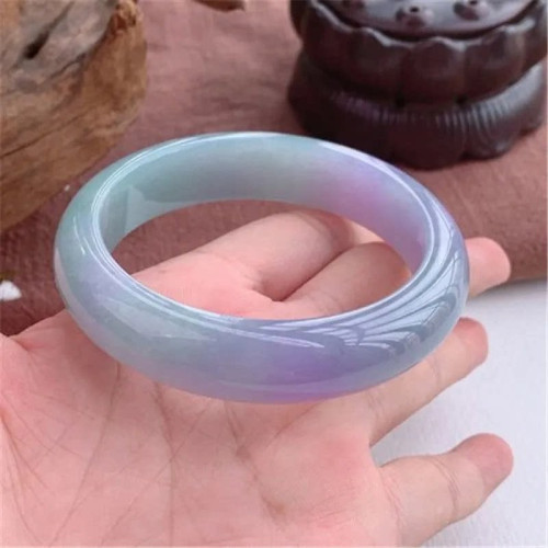 緬甸翡翠玉手鐲冰糯種春彩飄綠紫羅蘭淡紫青貴妃水潤細膩翡翠手鐲