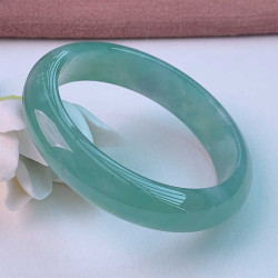 翡翠手鐲冰糯種油青緬甸飄花玉手鐲女正圓送媽媽冰種透藍貴妃鐲子
