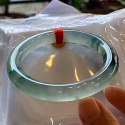 翡翠手鐲冰種飄花細圓條天然緬甸玻璃種翡翠吊墜貴妃玉鐲子女帶