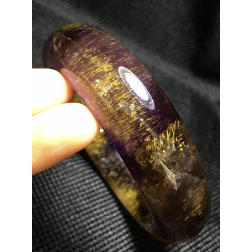 永韻水晶 天然紫鈦晶 天然髮晶手鐲  紫鈦晶手鐲工廠批髮大小不等