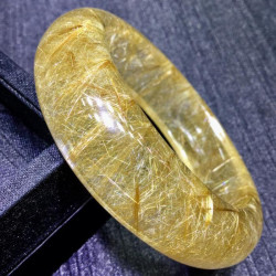 永韻水晶 批髮天然金髮晶 順髮晶形狀髮樹形髮手鐲 內逕：58mm
