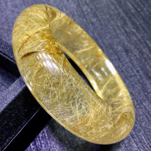 永韻水晶 批髮天然金髮晶 順髮晶形狀髮樹形髮手鐲 內逕：58mm