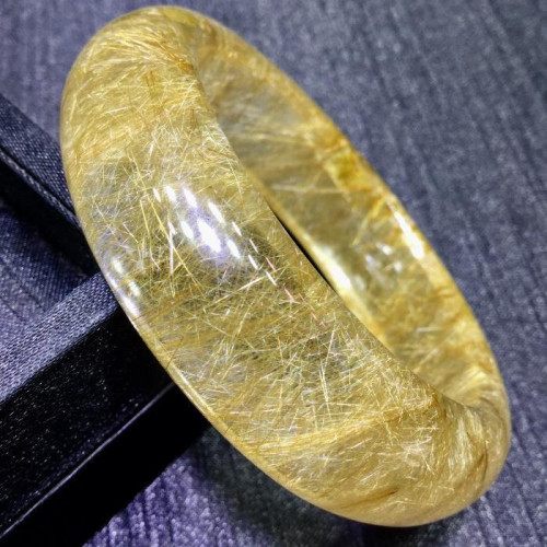 永韻水晶 批髮天然金髮晶 順髮晶形狀髮樹形髮手鐲 內逕：58mm