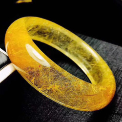 永韻 天然金髮晶順髮手鐲 髮晶黃髮金髮手鐲  晶體通透內逕：60mm