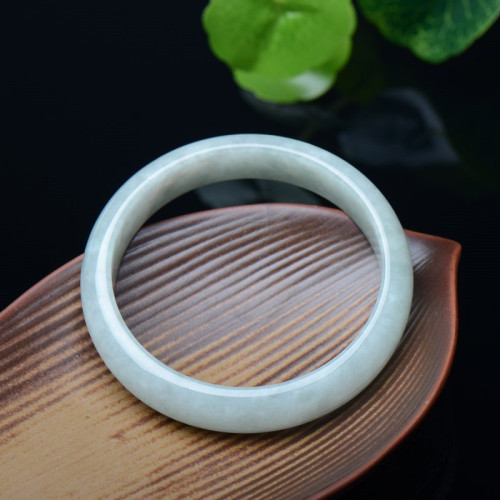 隨美緬甸翡翠原石飄花玉手鐲淺綠玉鐲子糯種女款玉石鐲送媽媽禮物