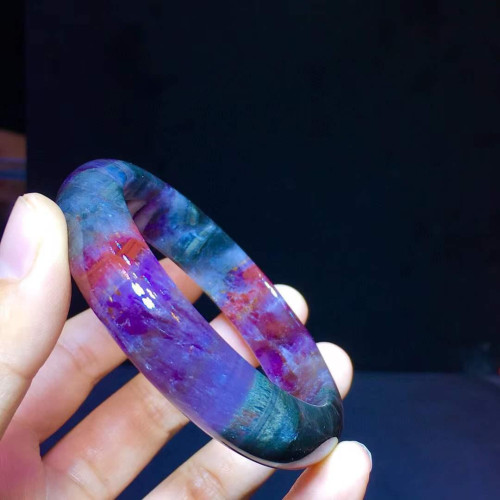 永韻天然極光23紫鈦消磁能量水晶手鐲紅幽霛金黃板鈦晶四色體手鐲