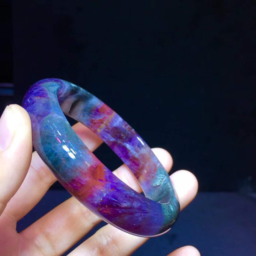 永韻天然極光23紫鈦消磁能量水晶手鐲紅幽霛金黃板鈦晶四色體手鐲